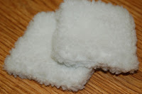 white wool bean bag