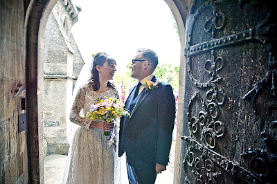 HVB vintage wedding blog, Real Vintage Brides feature - Susie in full length 1960s lace wedding dress