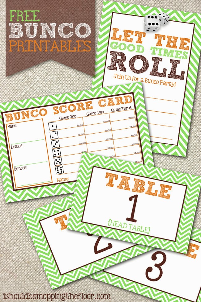 i should be mopping the floor Free Bunco Printables