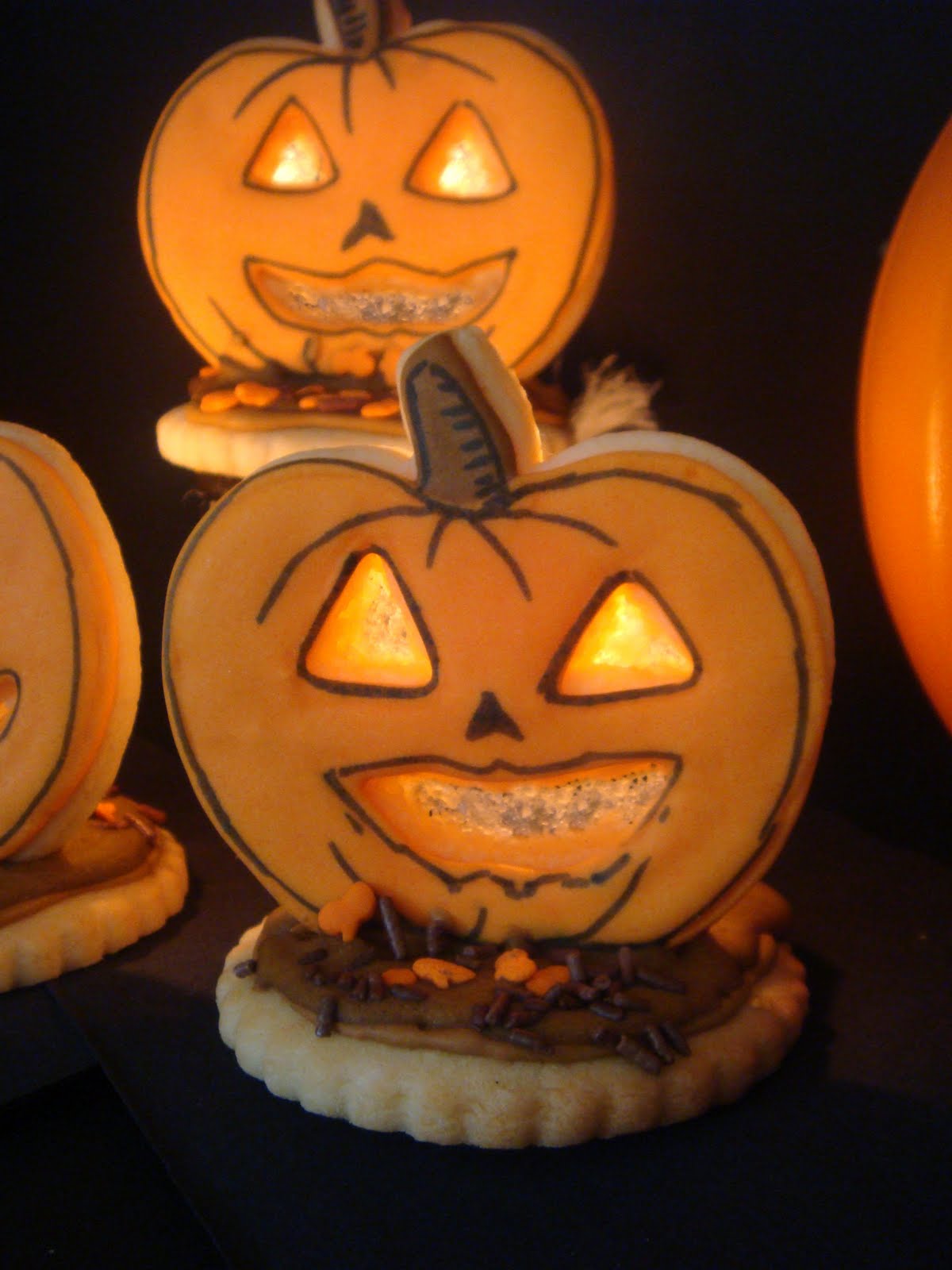 butter hearts sugar Lightup Jackolantern Cookies