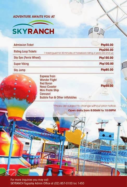 sky ranch ticket fee sky fun ride fees