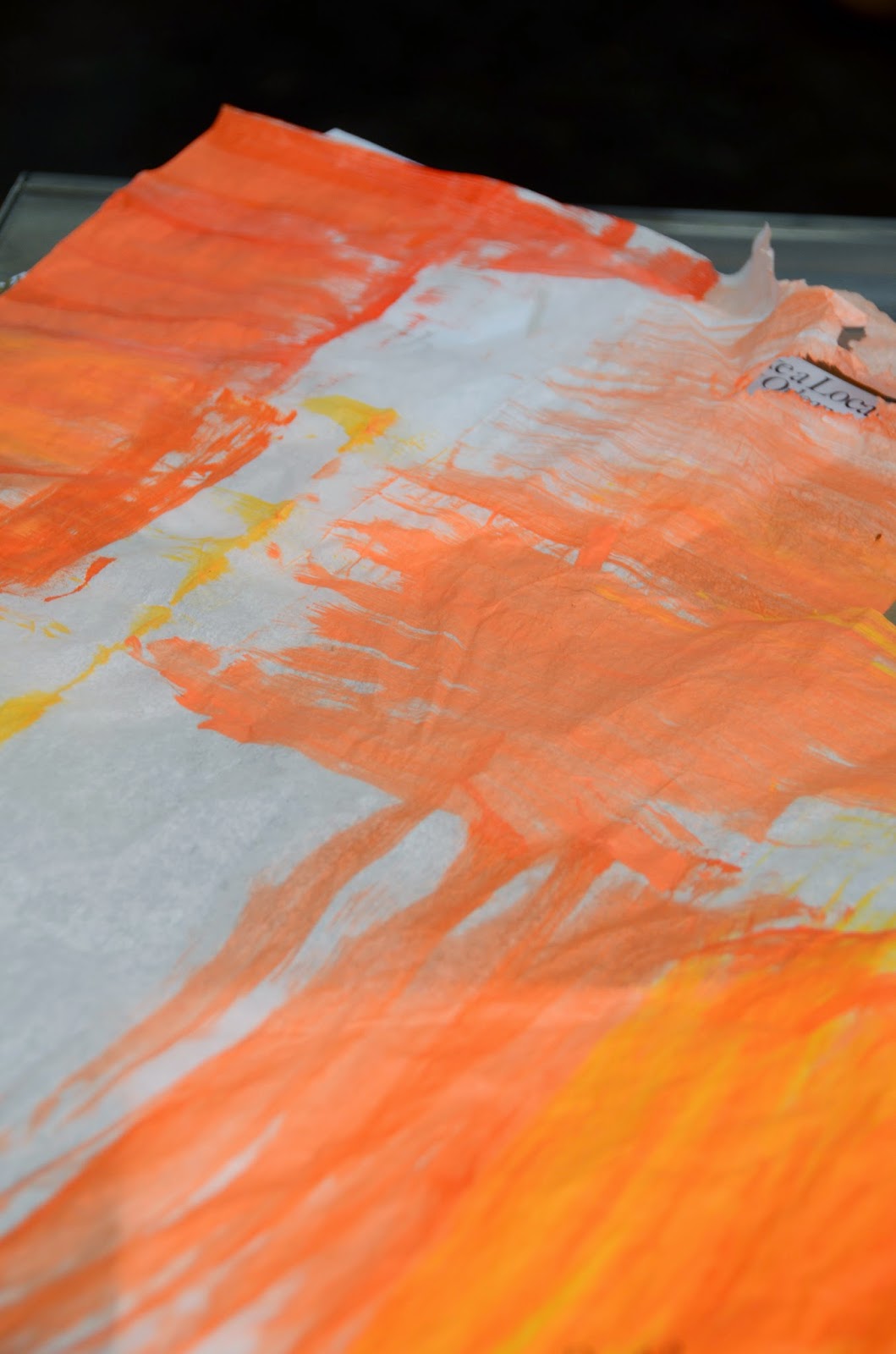 IRON & TWINE Fall Fireplace Mantel Painted Gourds & Tissue Paper Leaves