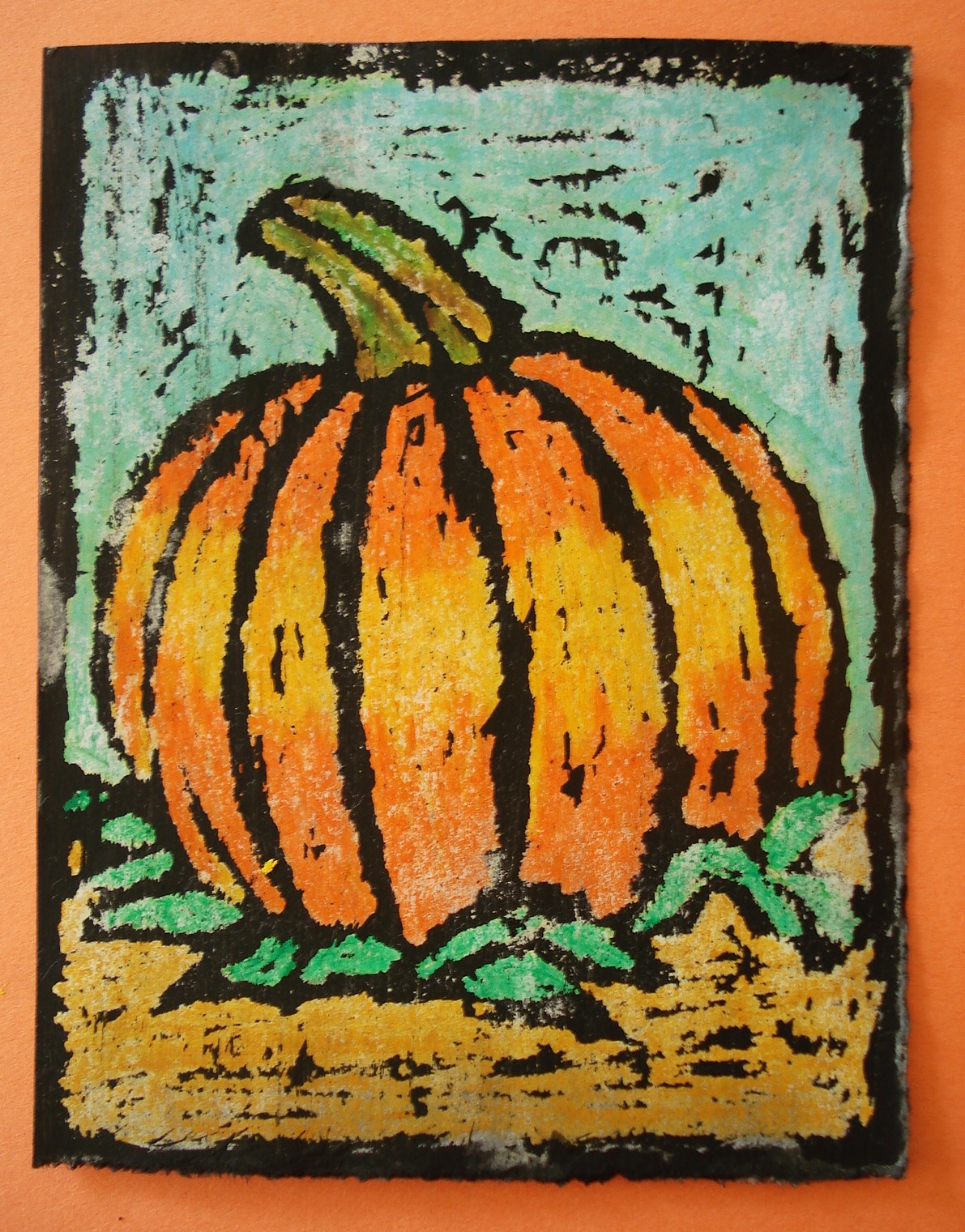 a faithful attempt Oil Pastel Resist Halloween Art