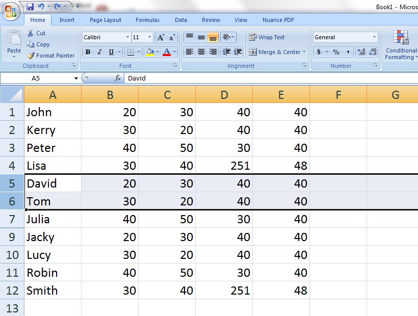 excel shortcut for highlighting row