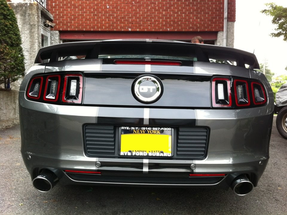 K Custom Car Wraps: 2013 Mustang GT - Custom stripes done in 3M gloss black