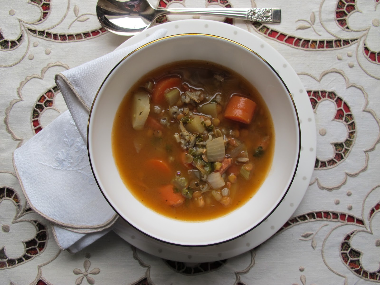 Dinner Place LentilWild Rice Soup with Kale and Sausage or Cleaning