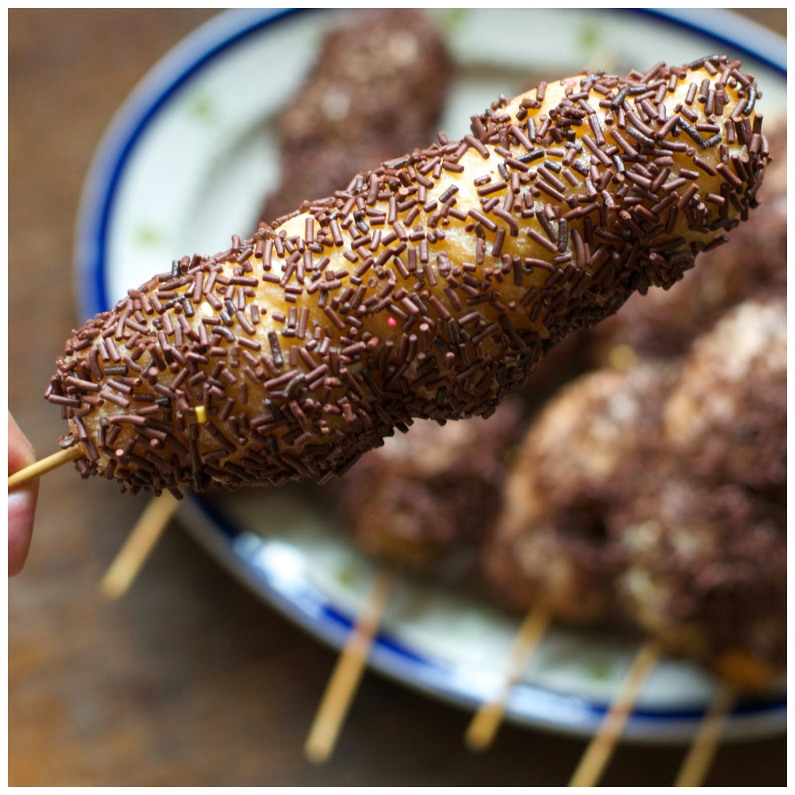 Indonesian Medan Food Roti Paha Ayam (Doughnut On A Stick) Indonesian Medan Food Roti Paha Ayam (Doughnut On A Stick)