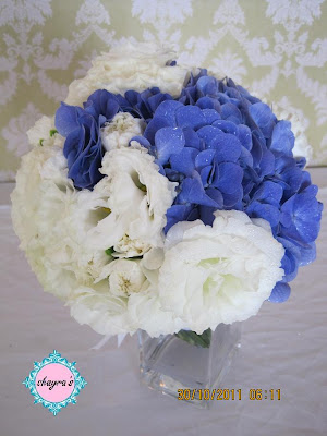  bridal bouquet in Royal Blue and White Royal Blue Hydrangea White 
