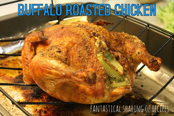 Buffalo Roasted Chicken | A different way to roast a whole chicken that is sure to please any spicy food lover in your life