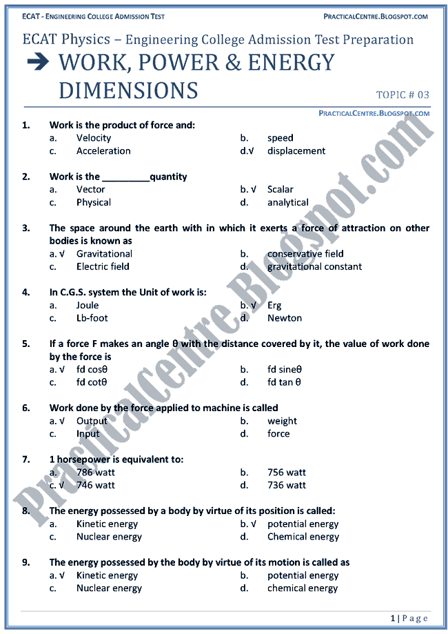 work-power-and-energy-dimensions-ecat-preparation-mcqs-test-physics-engineering-admission-test