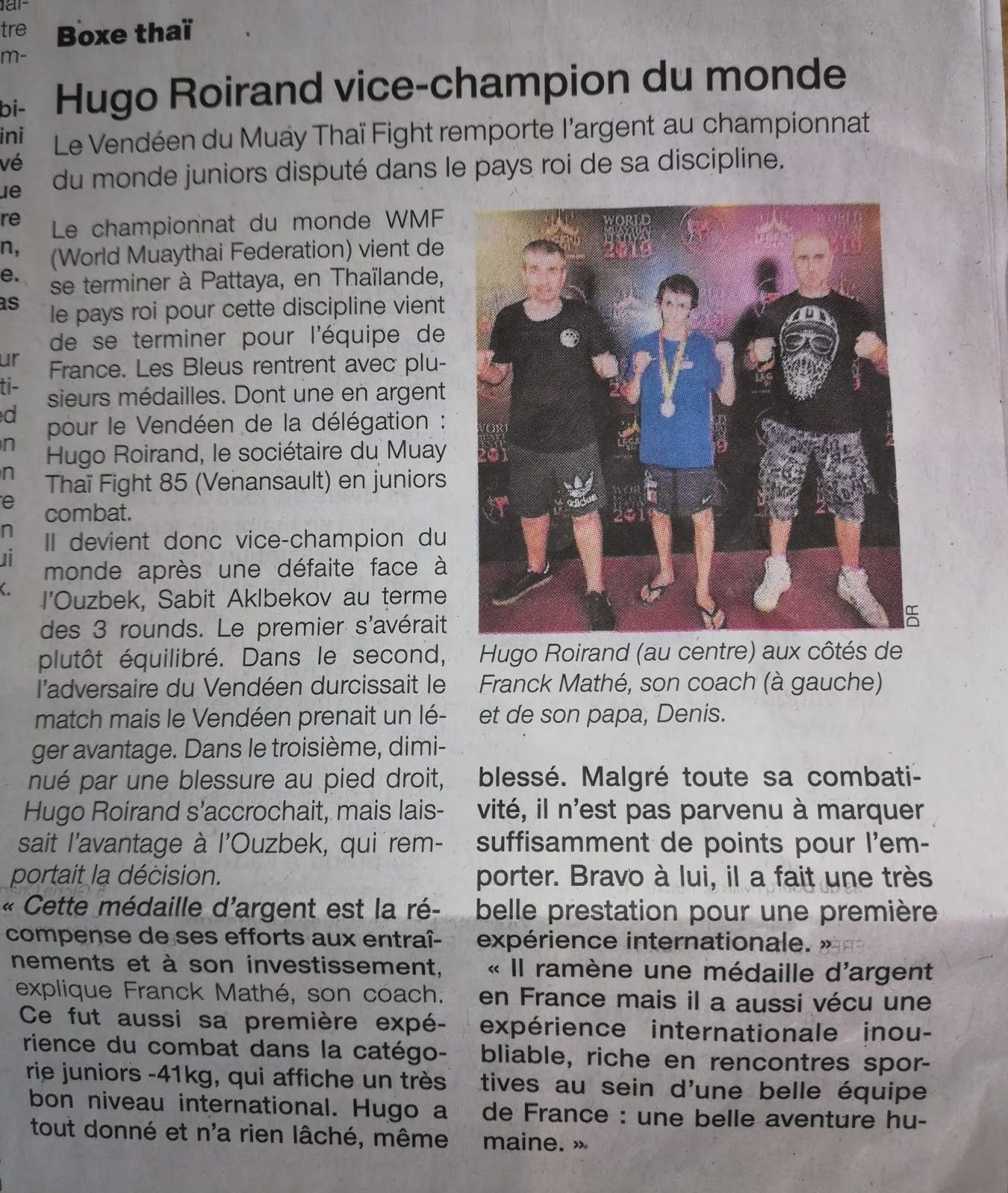 ARTICLE DU JOURNAL OUEST FRANCE