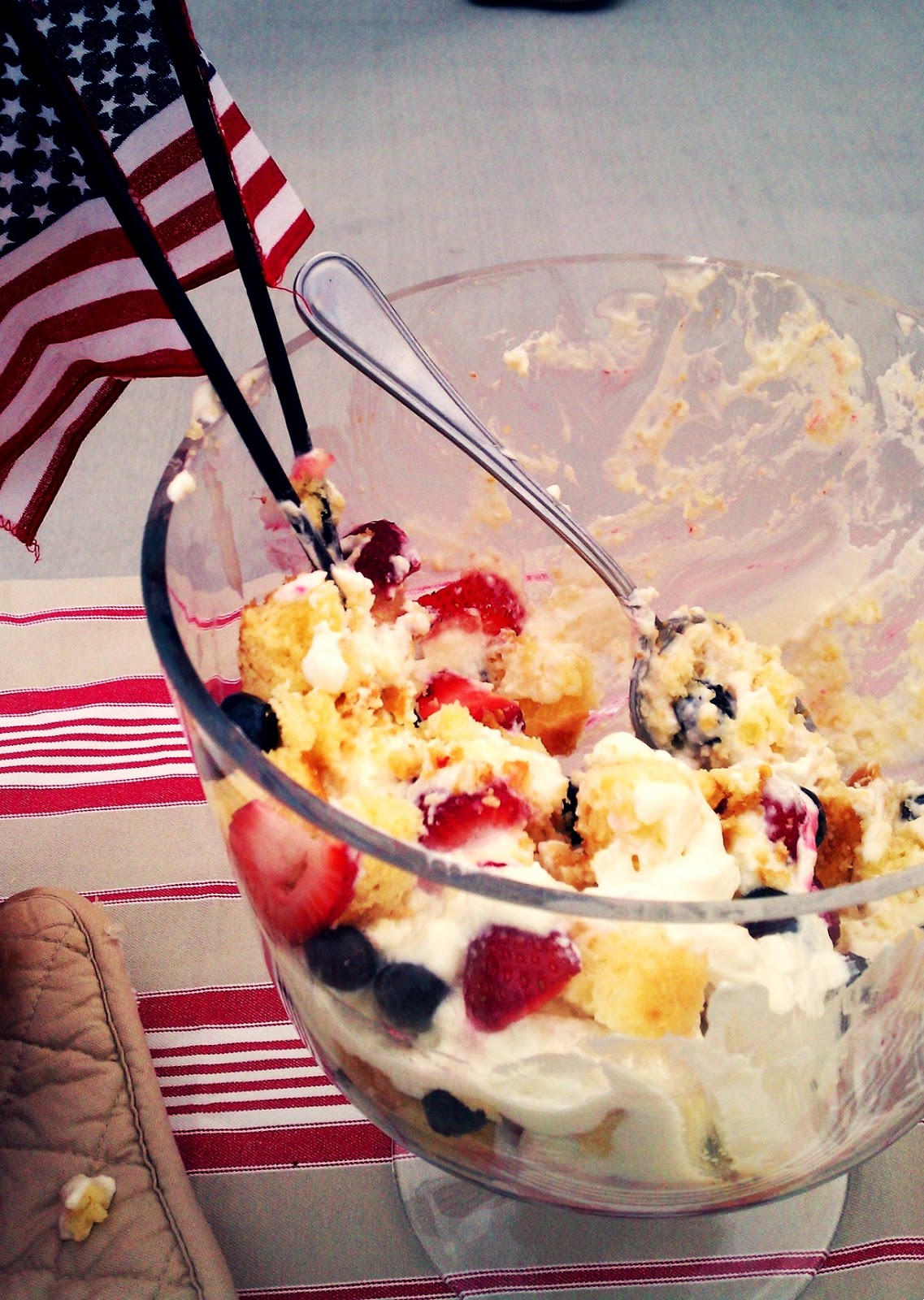 Red White and Blue dessert- Pound Cake Berry Trifle - Karins Kottage