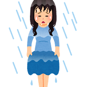 雨でずぶ濡れの人のイラスト