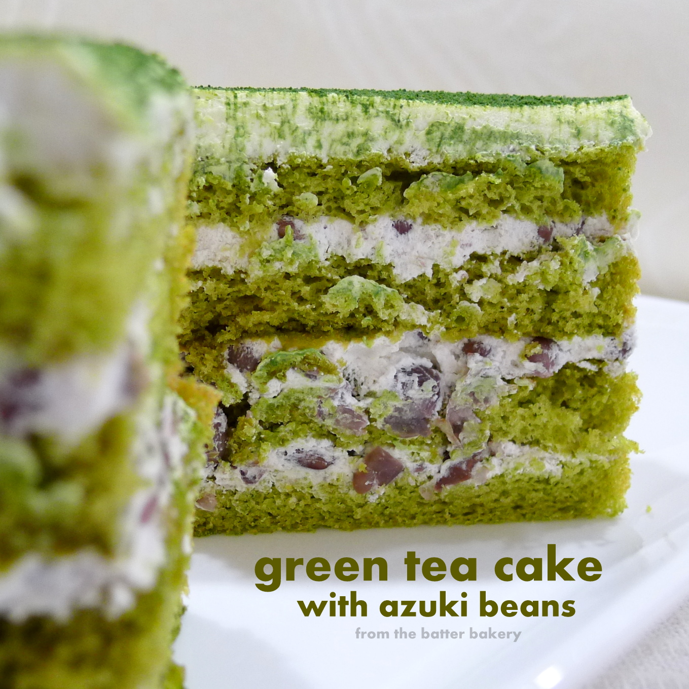 the batter baker Green Tea Cake with Azuki Beans