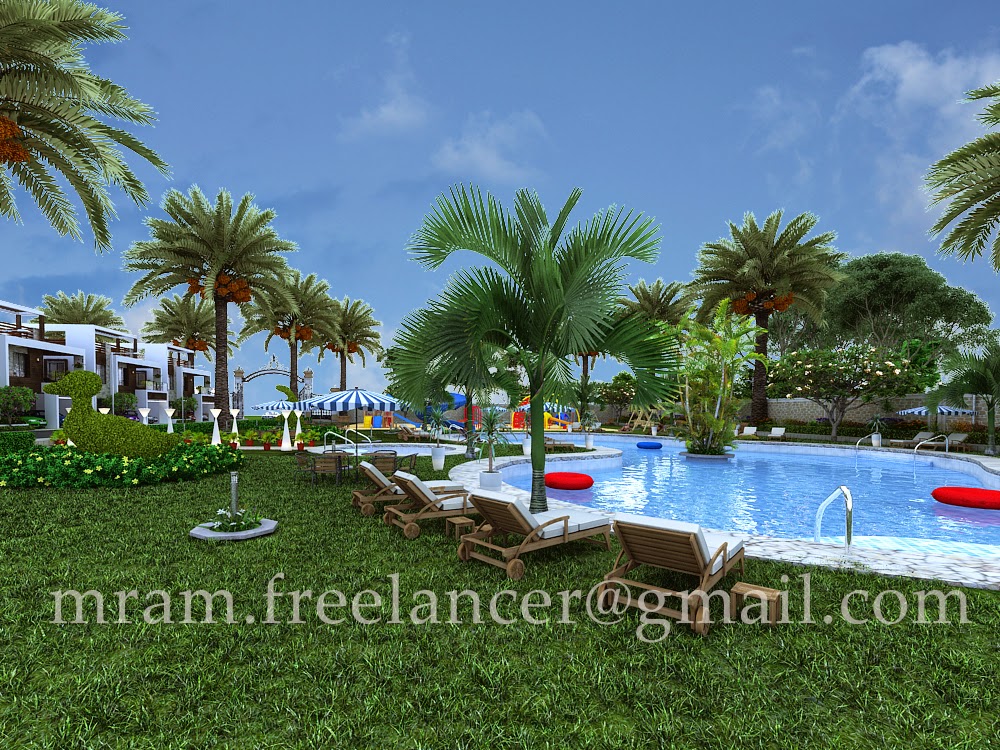 3D Architect Visualisation swimming pool & Play Area