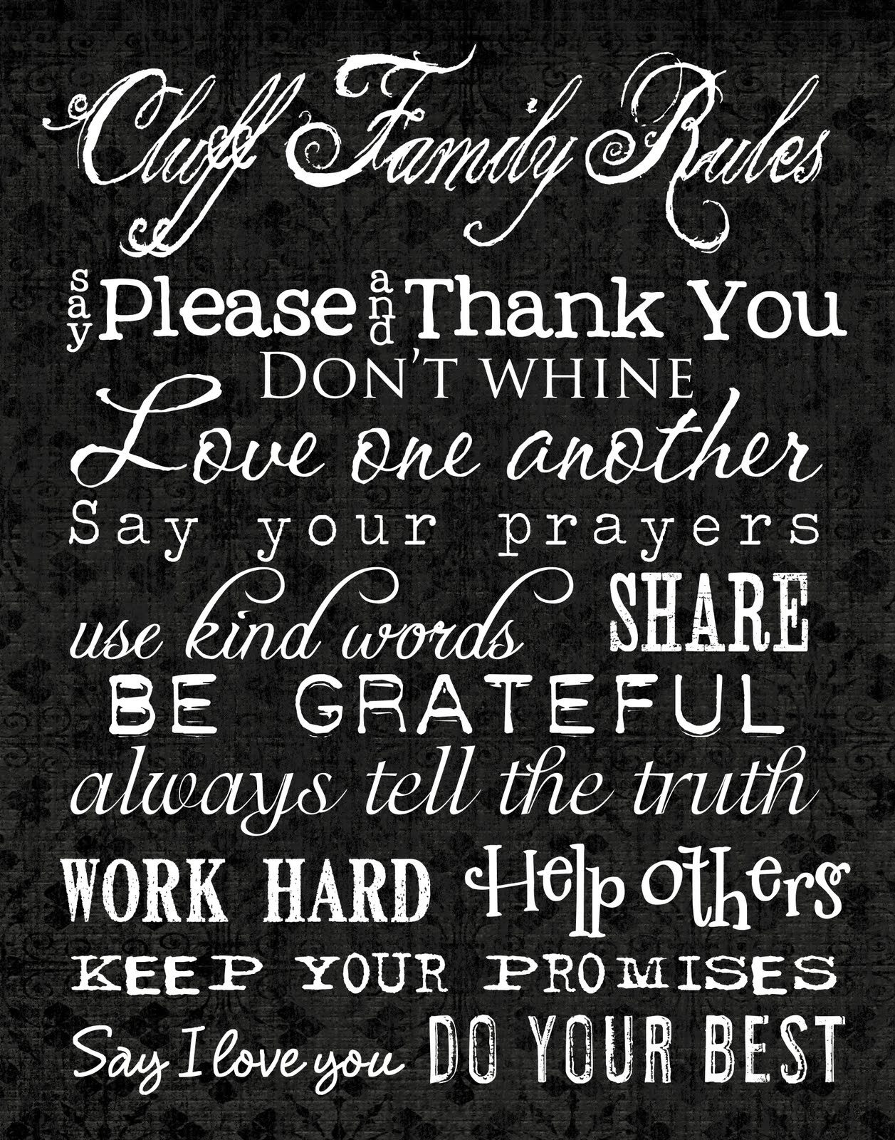 Family Rules Sign