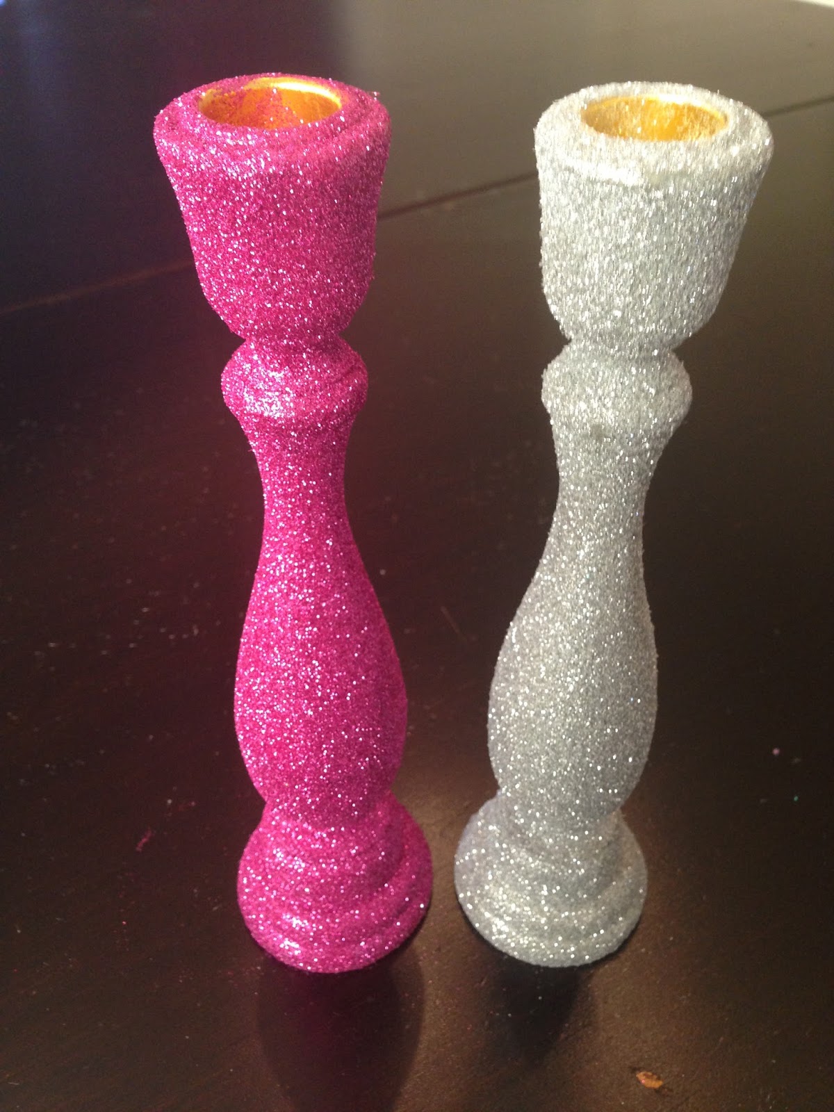 The Bees Times Three DIY Glitter Candlesticks