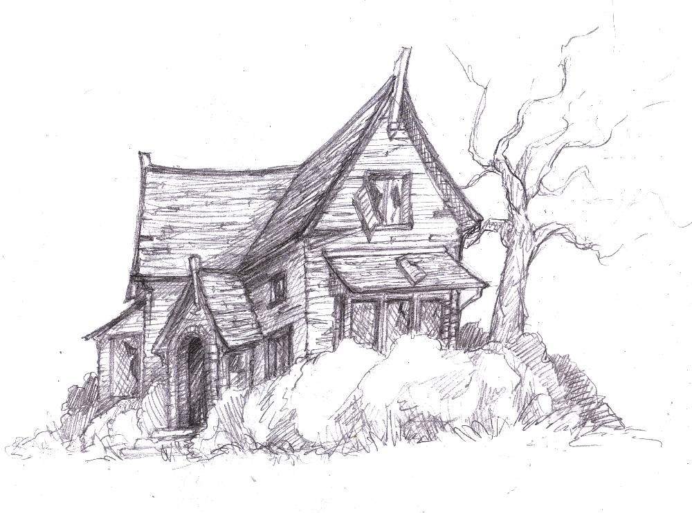 Simple Sketch Drawings Abandoned House with simple drawing