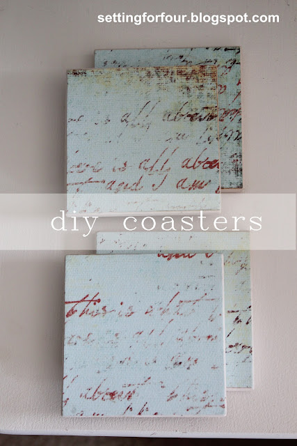 Easy Custom DIY Mod Podge Coasters Tutorial using leftover tile or pre-made coasters- make these DIY Decor accessories for your home or for a gift! Stocking stuffer, teacher gift, neighbor gift, hostess gift. 