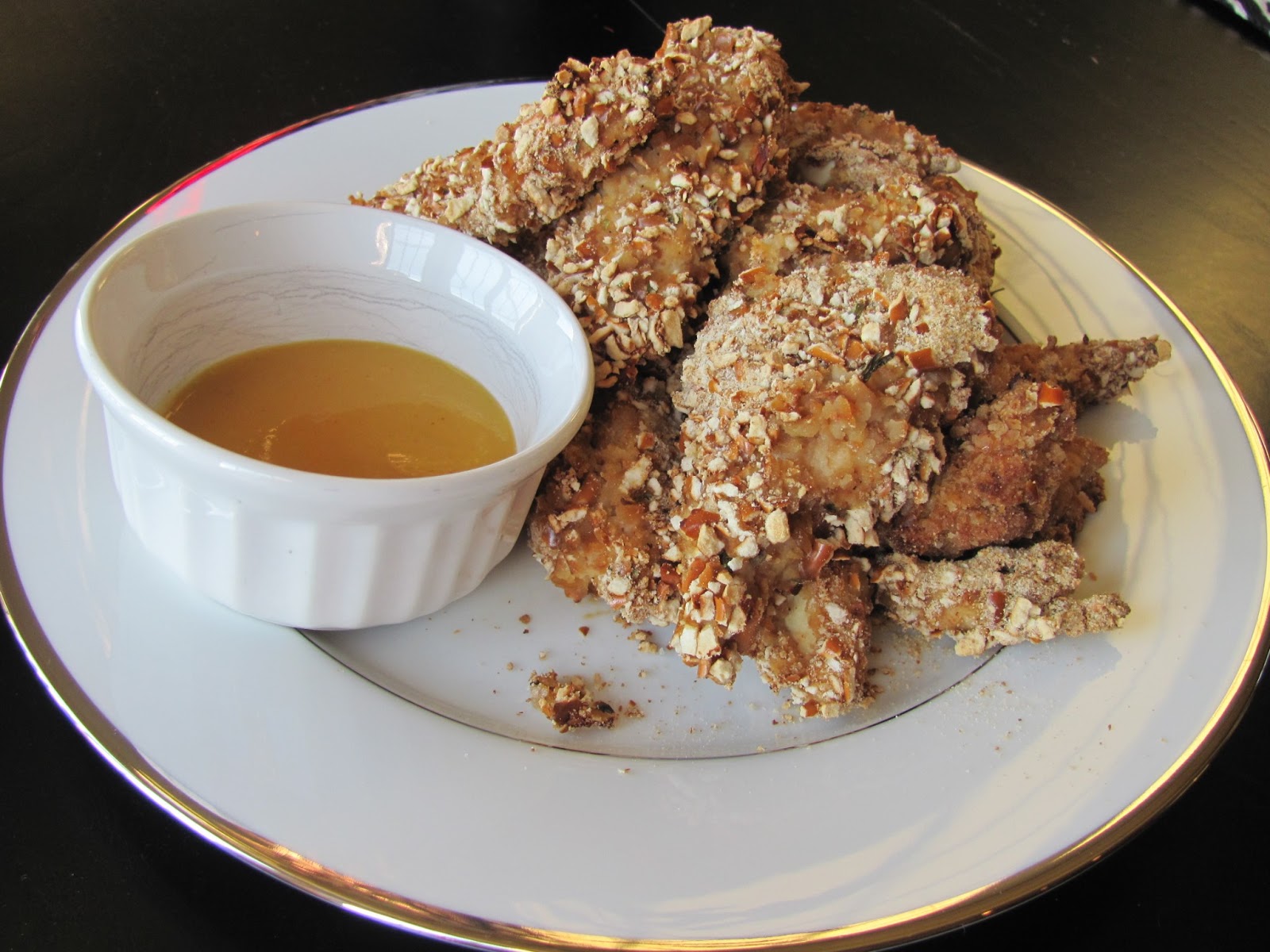 With Blonde Ambition Baked Panko Pretzel Chicken Strips with Honey