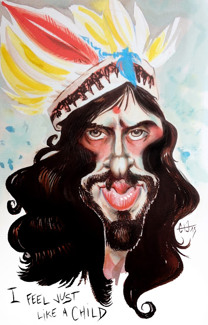 Caricature de Devendra Banhart - I feel just like a Child - aquarelle - Guillaume Néel