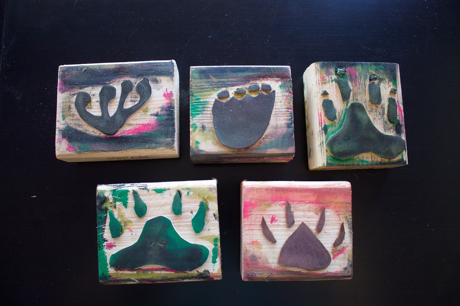 Purple Twig Paw Print Stamps