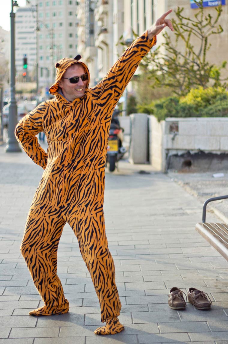 Adam Rabinowitz convence pessoas a se vestir de tigre para divertidas fotos Adam Rabinowitz convence pessoas a se vestir de tigre para divertidas fotos