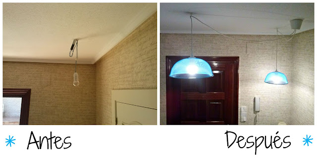 antes y después, lámparas, diy, hall, iluminación