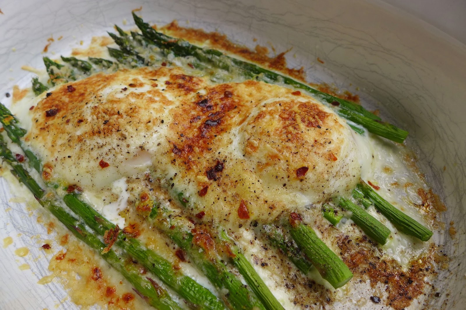 Dimples & Delights Baked Egg & Asparagus