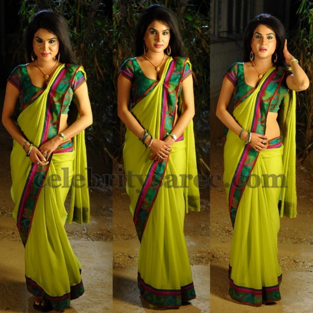 Kavya Singh in Parrot Green Saree
