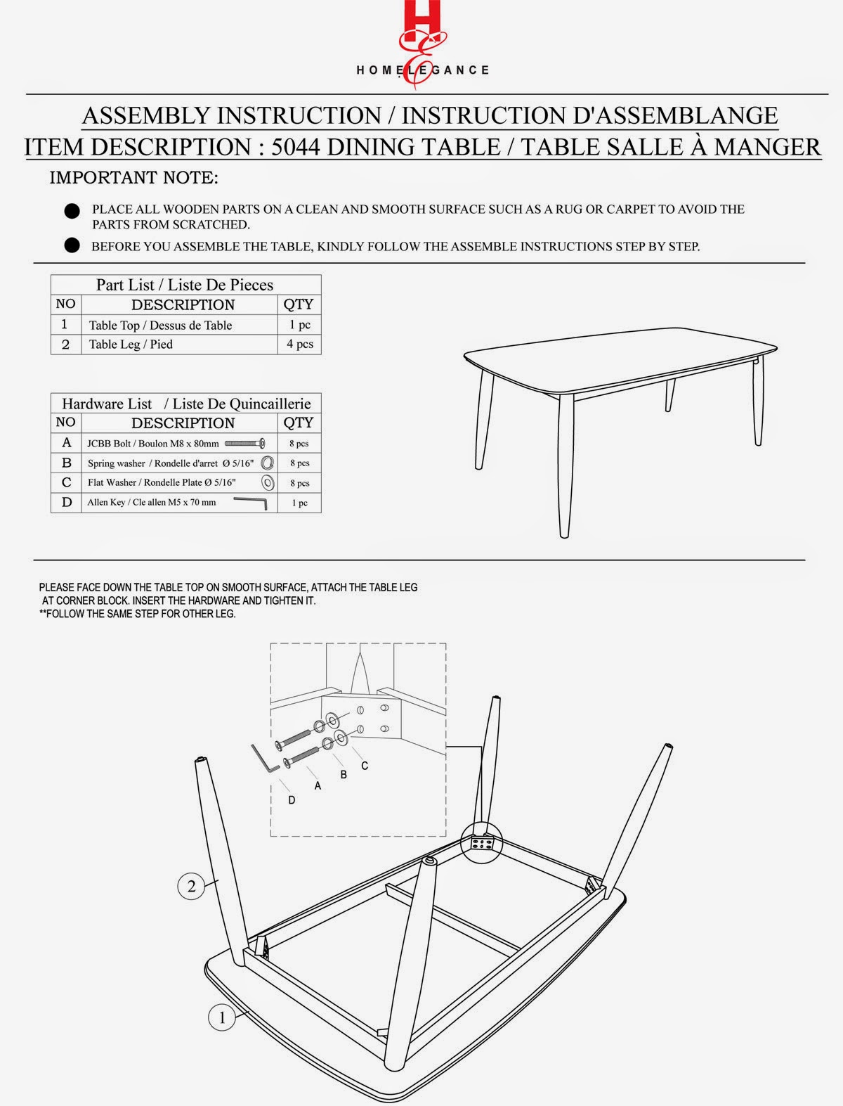 Homelegance Lev 5044 Assembly Instructions Homelegance Assembly