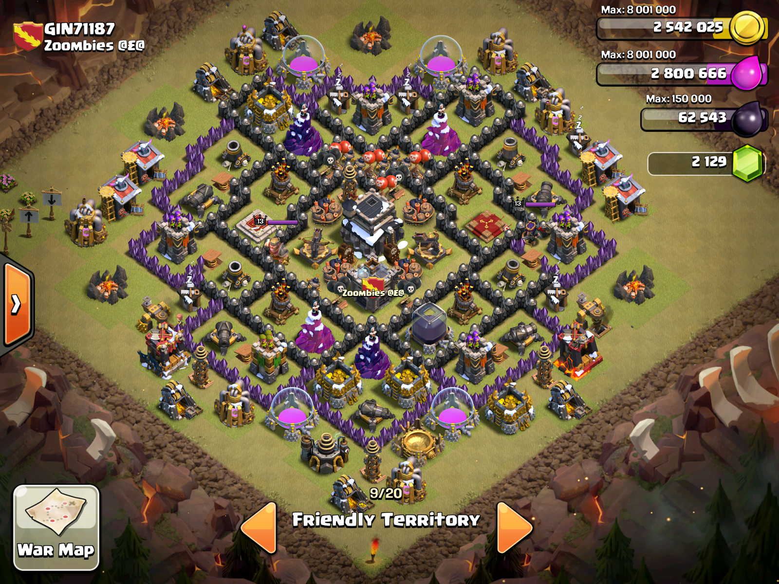 town hall 9 war base 4 mortars clash of clans COC Strategy
