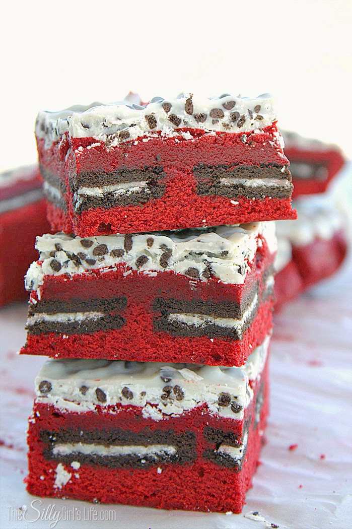 Cookies and Cream Red Velvet Brownies by This Silly Girl's Life