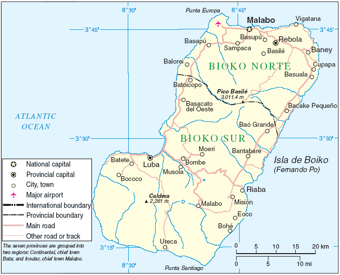 Bioko Island Equatorial Guinea Map Bioko Island Equatorial Guinea Map