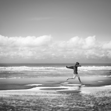 Kirk on the beach for the first time