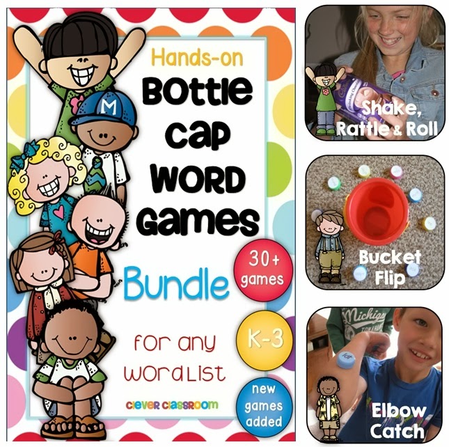 Bottle Cap Center Games for any Word List BUNDLE 30+ Games