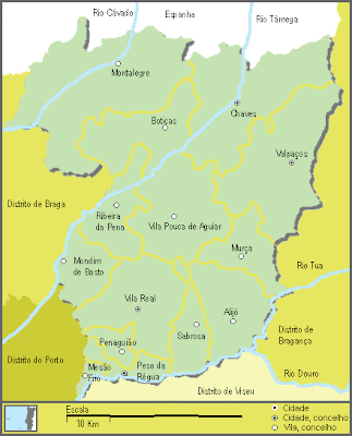 Vila Real Mapa Regional da Região