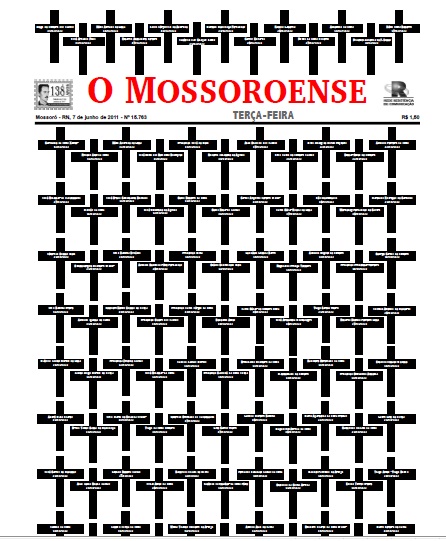 Capa de O Mossoroense destaca o registro da 100ª morte por execução somente este ano