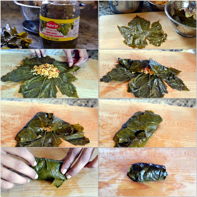 Pictorial for making Turkish Sarma -- Stuffed Grape Leaves (Vegetarian recipe) Pictorial for making Turkish Sarma -- Stuffed Grape Leaves (Vegetarian recipe)