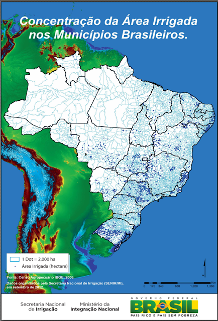 Mapa: Concentração da Área Irrigada nos Municípios Brasileiros