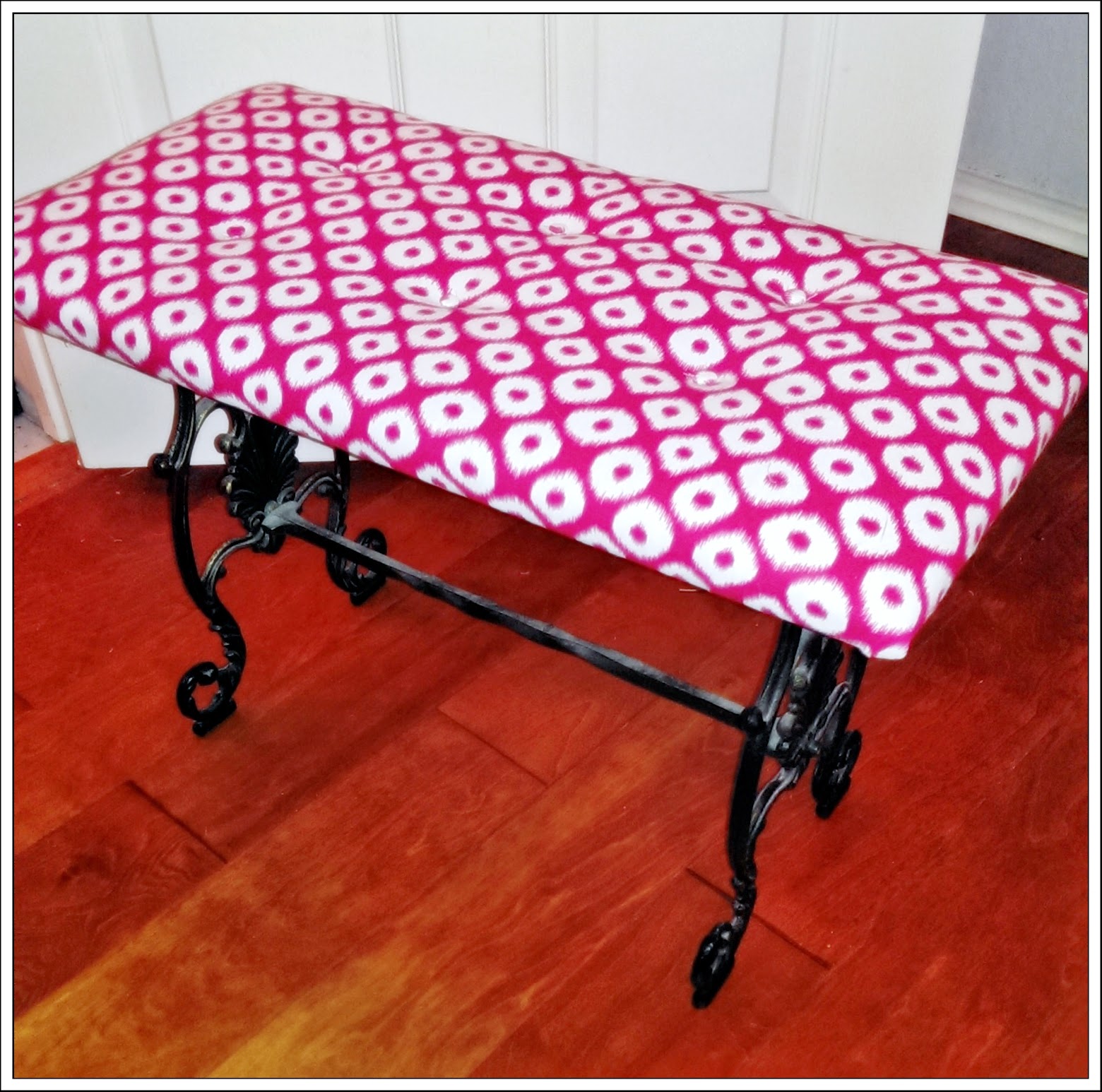 Megmade Creations How to Reupholster, Recover Ottoman, Footstool with Buttons EASY!!!!