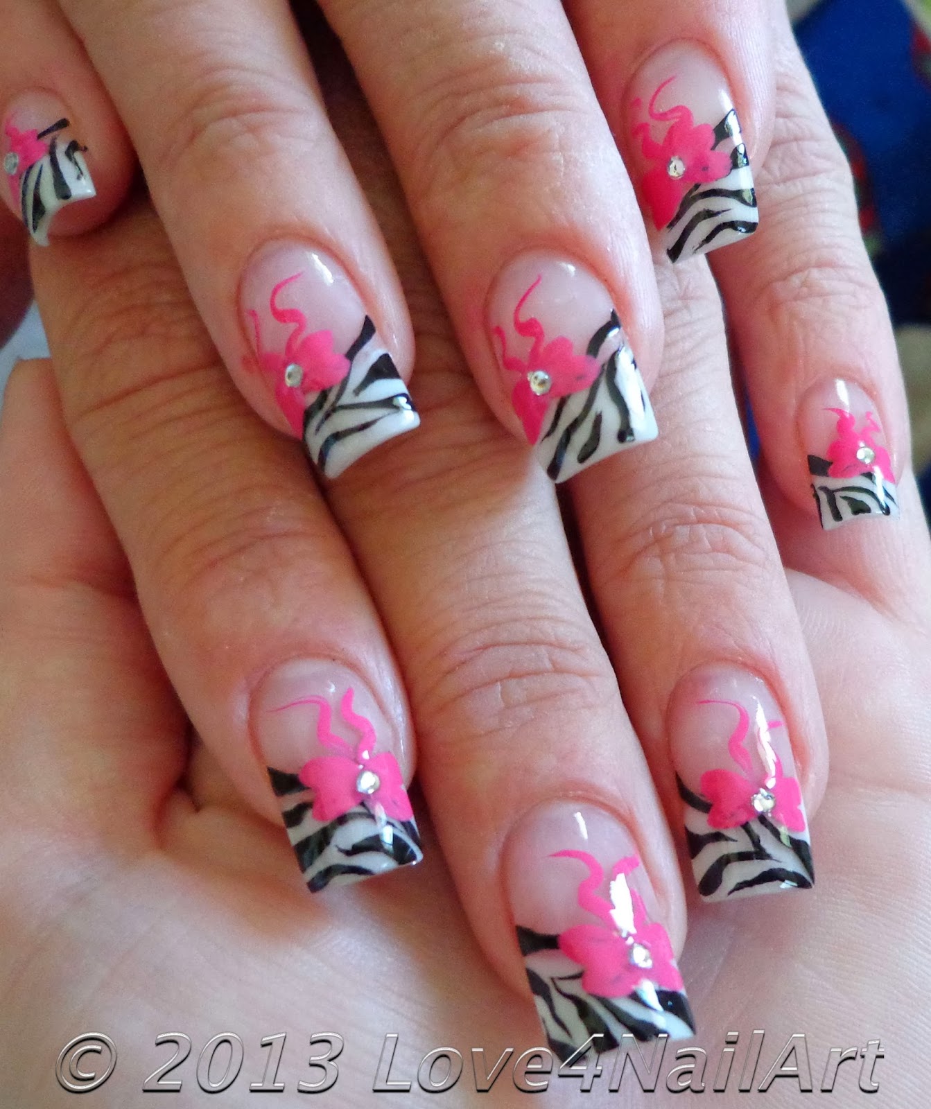 Love4NailArt: Zebra Nail Art With Pink Bows