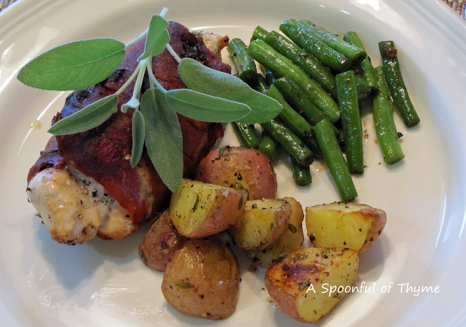 A Spoonful of Thyme Prosciutto Wrapped Chicken with Sage Butter with