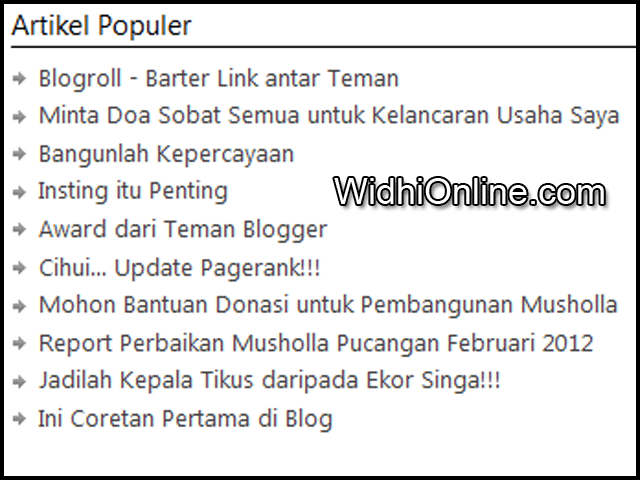 Membuat Widget Artikel Popular Di Blogspot