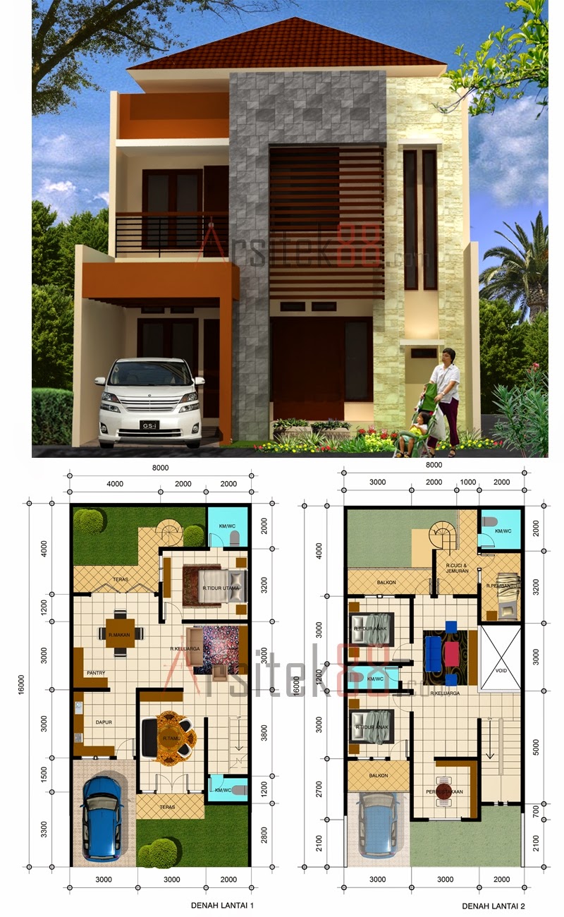 45 Denah rumah 8x12 minimalis