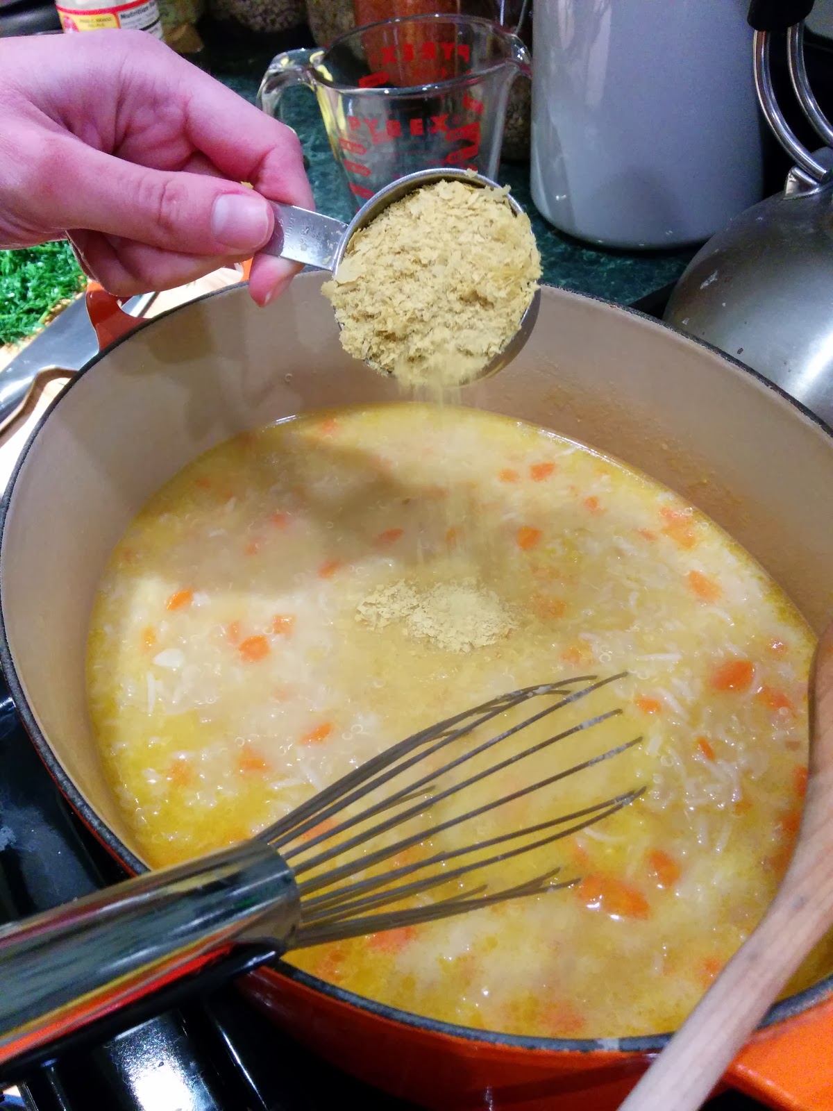 Becky Loves Cooking Greek Lemon Soup with Quinoa and Rice (Vegan