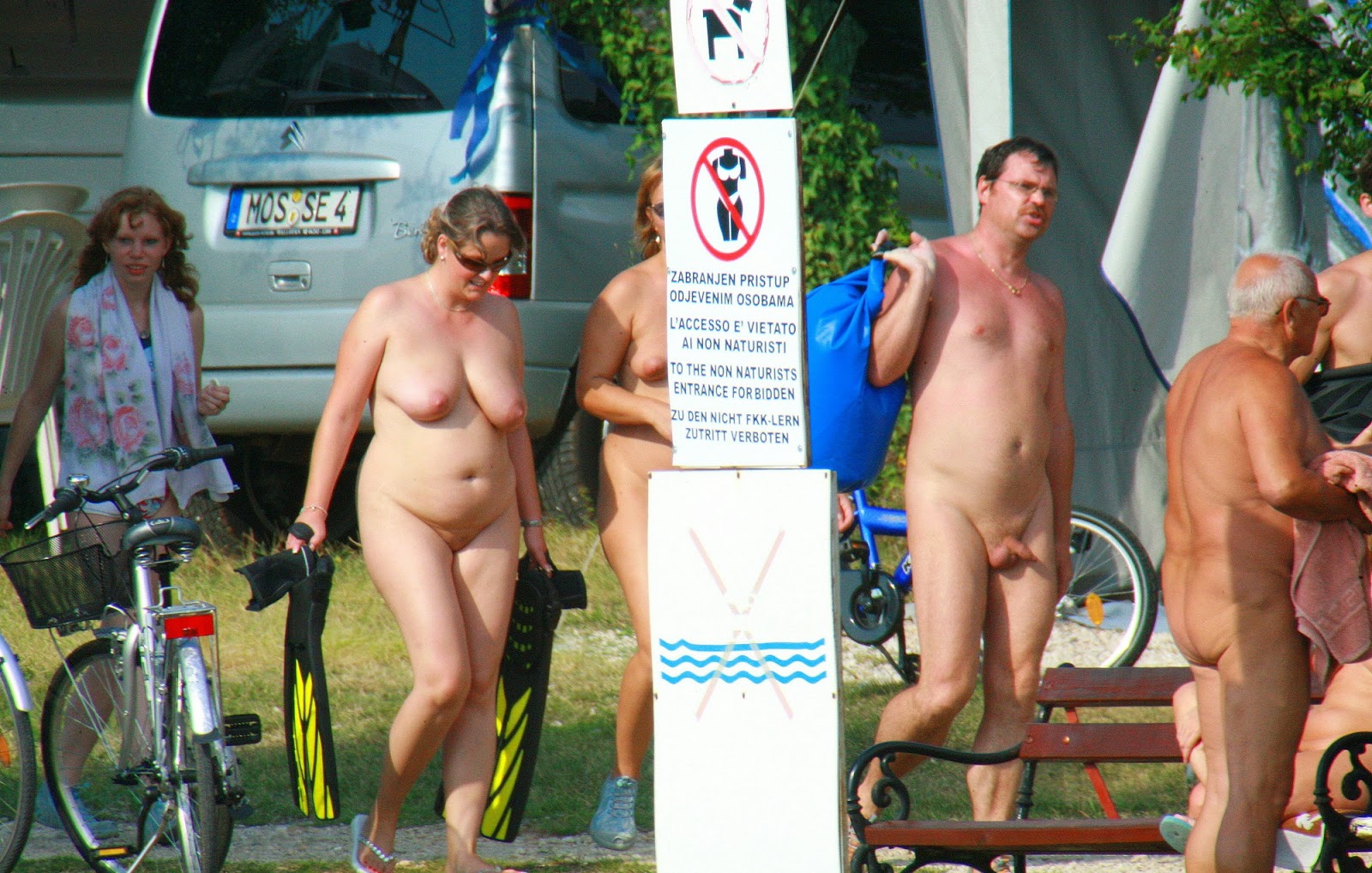 Family nudism camping.
