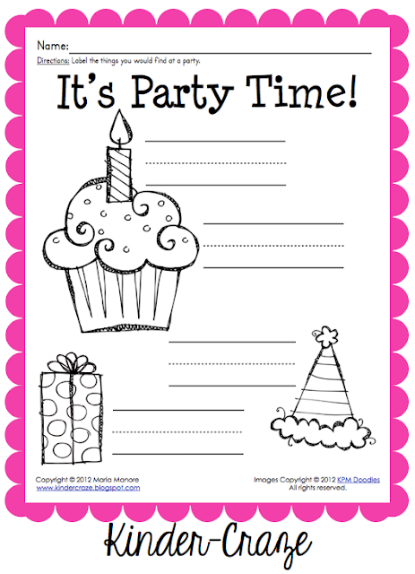 FREE party supply labeling activity