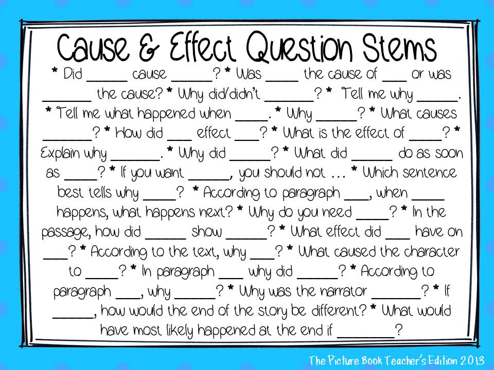 cause and effect topics for elementary students