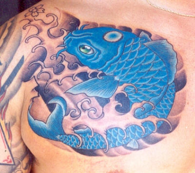 The blue Koi tattoo is associated with a male dominant nature